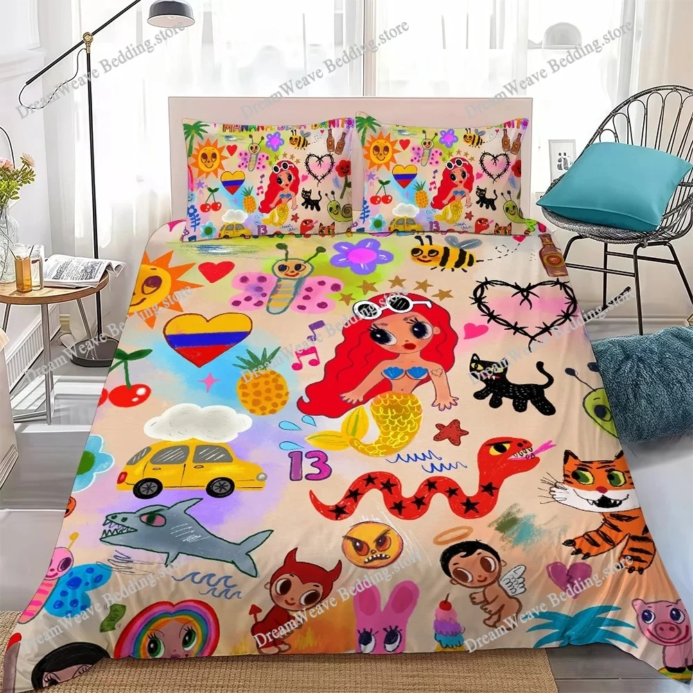 Manana Sera Bonito Karol G Duvet Cover Set Home Style Bedding Soft Laundry Cotton Bed Student Dormitory Gift