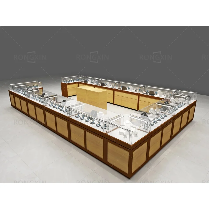custom.Wooden Retail Jewelry Store Display Cases Shop Furniture Jewelry and Watch Shops and Kiosks Glass Jewelry Shop Kiosk