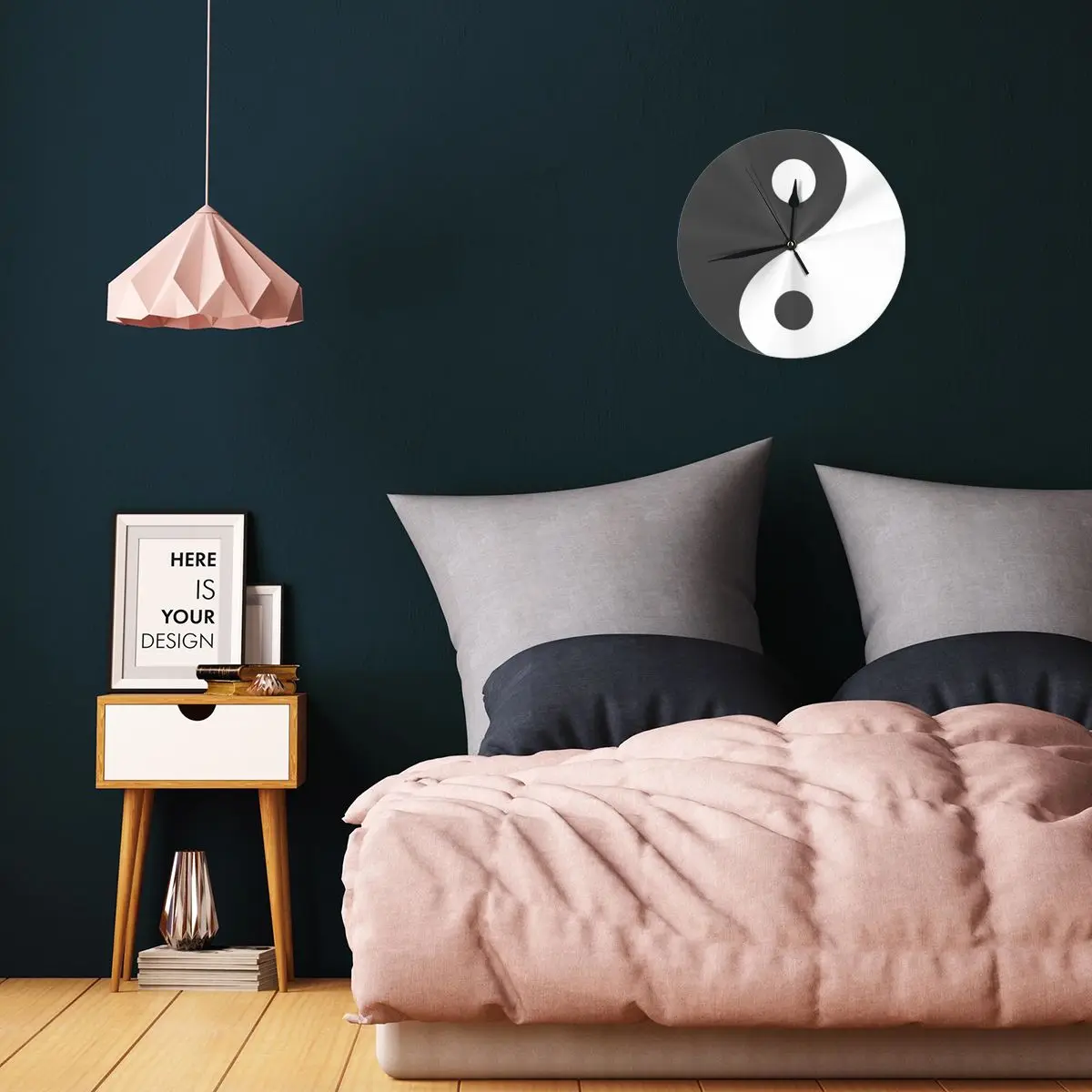 Ying Yang Chinese Symbol Wall Clock Room Decoration Clock Must-have Ornament Round