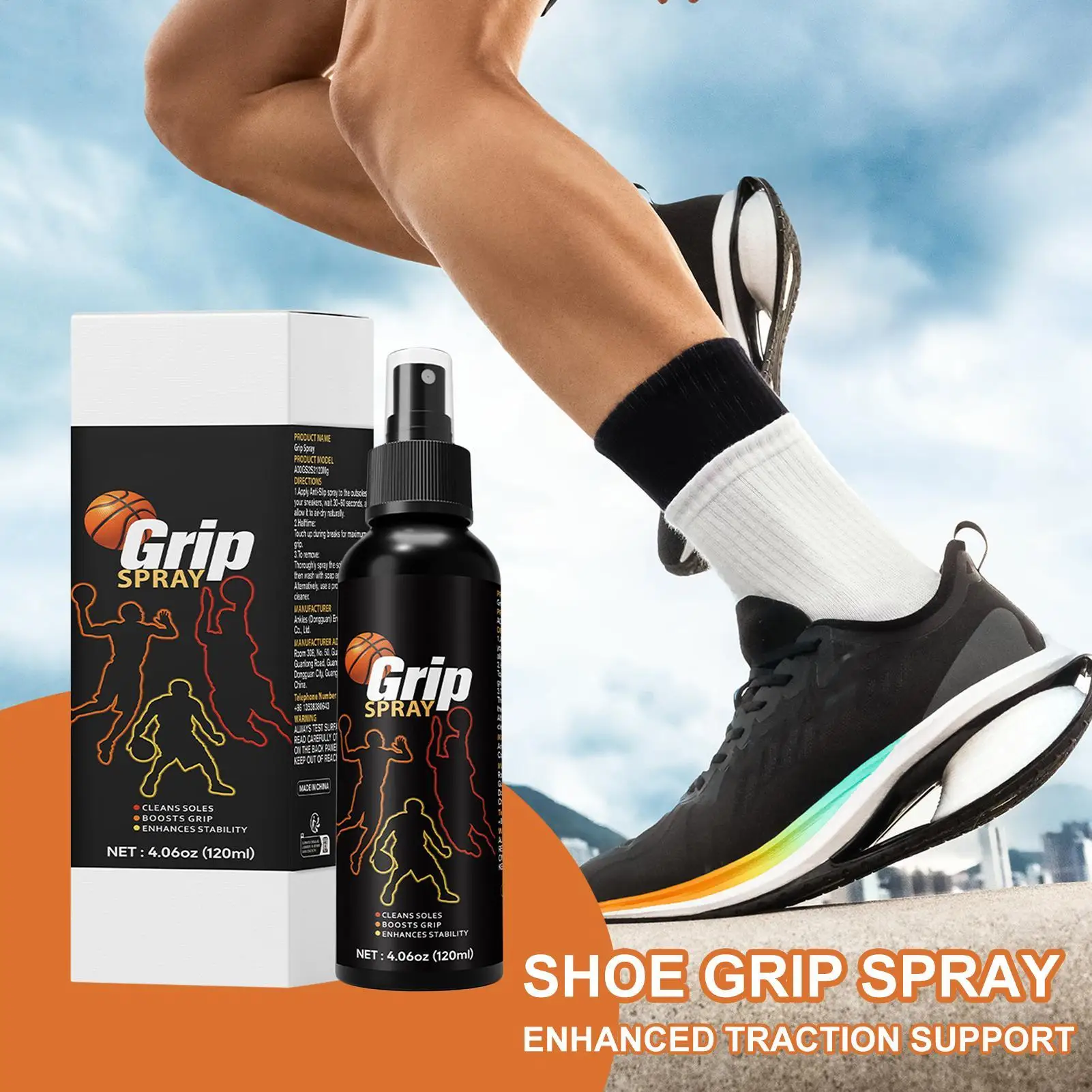 Spray de agarre de suela de 120ml, Spray de suela antideslizante de baloncesto para mejorar la tracción, mejora de agarre deportivo, potenciador de tracción de zapato