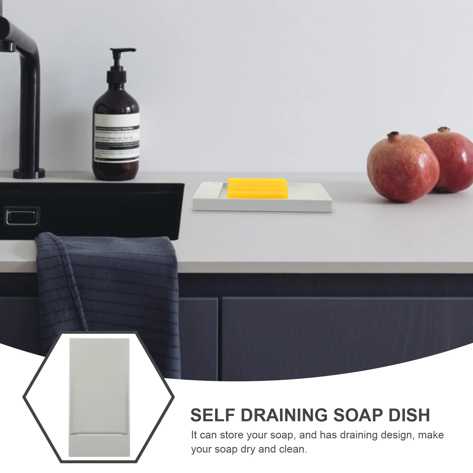 

2pcs Dish Tpr Draining Design Rustproof Wear-Resistant For Bathroom Kitchen Countertop Household Soap Holder Tray Tabletop Soap