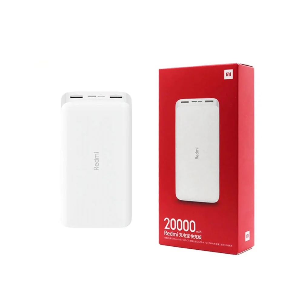 Mi 20000mAh Power Bank Portable Battery with Dual Input/USB-C Output/USB-A Fast Charging 18W