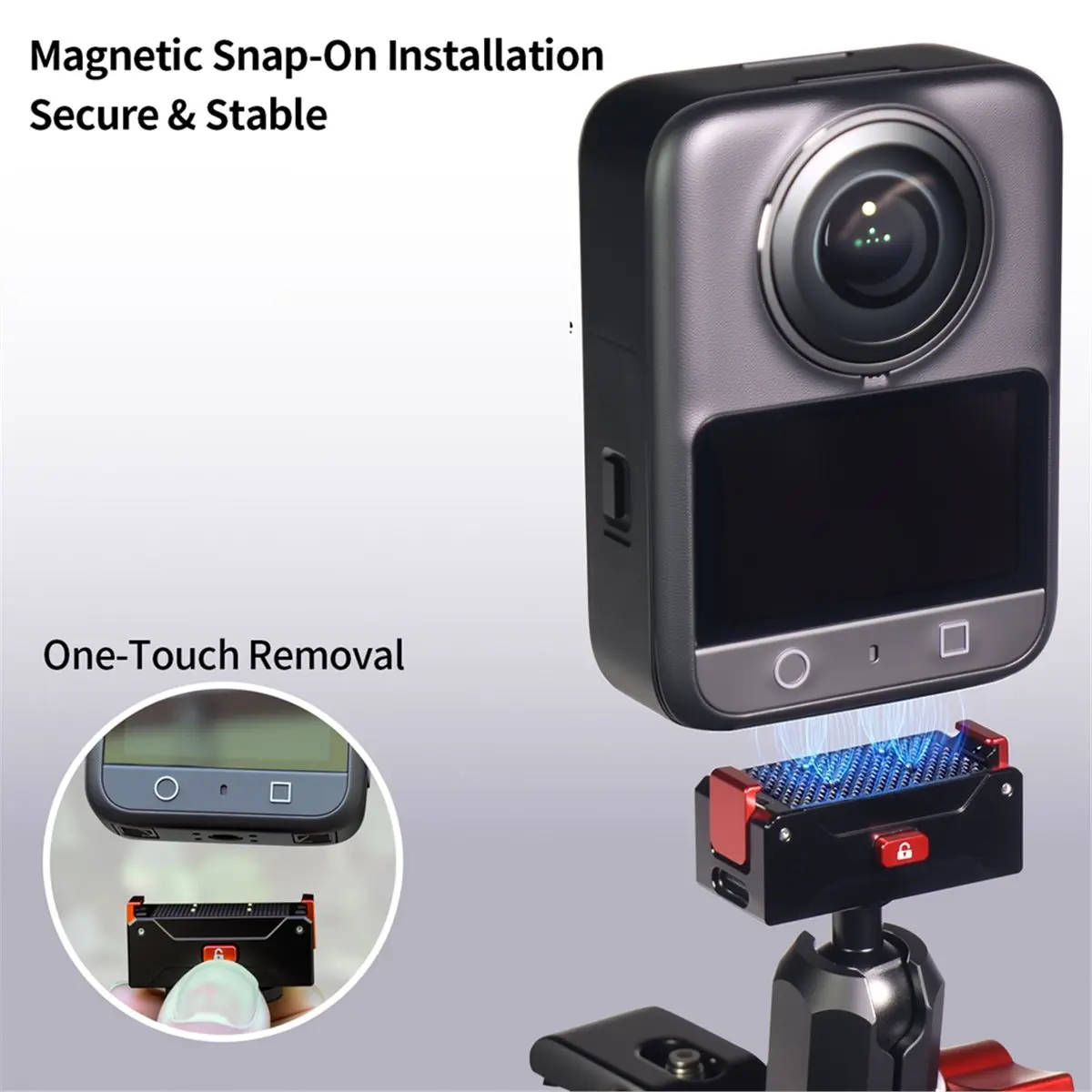1pc Magnetic Quick Release Charging Base for 360 Action Camera, Magnetic Quick-Release Base + 17mm Ball Head
