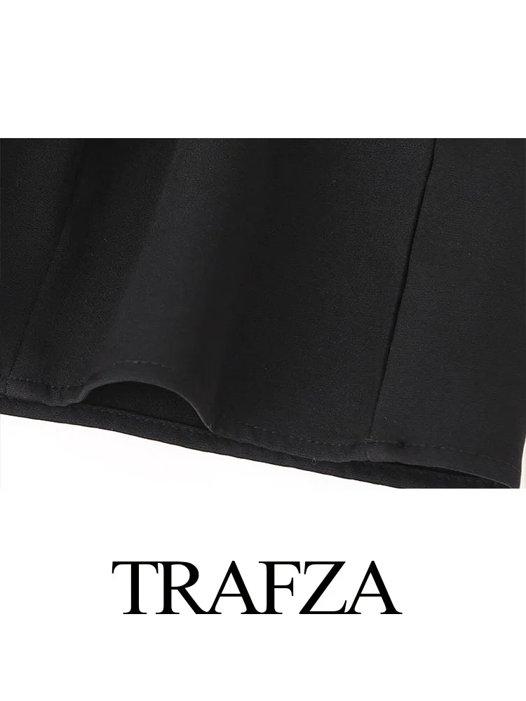 Trafza verão mulher arco preto fino elegante curto camisa de festa vestido feminino nova moda mangas compridas plissado mini vestido mujer