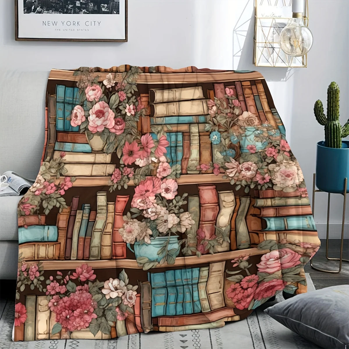 Colorful Cosmic Cross and Holy Book Throw Blanket  Spiritual Galaxy Art Decor for Sofa Bedroom Religious Home Ornament Blanket