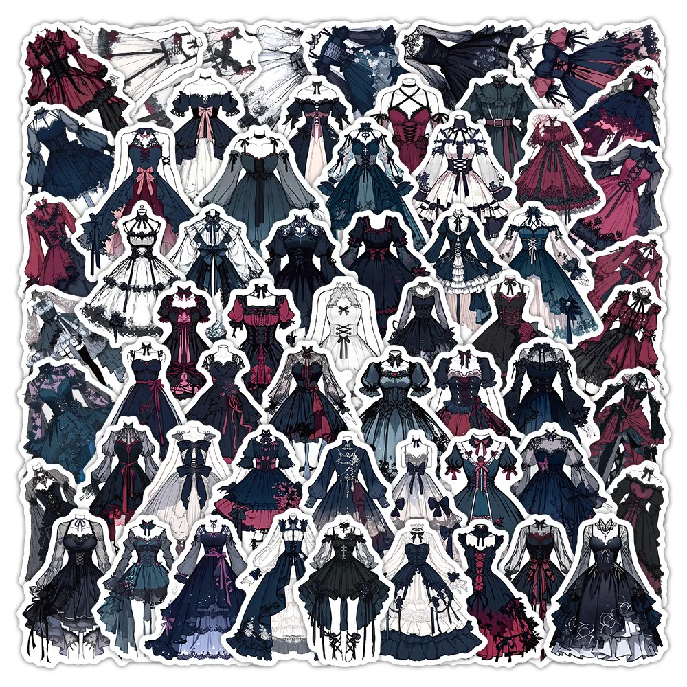 

10/65PCS Gothic Lolita skirt Animation Material Lolita Cartoon Gothic Lolita Decorative Waterproof Sticker Kids Toy