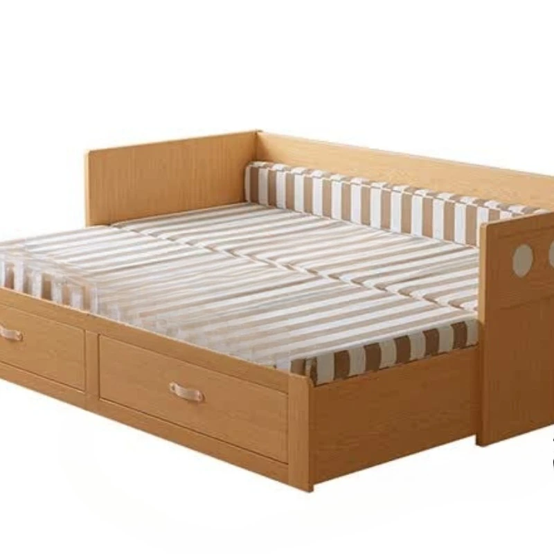 Multifunctional solid wood sofa bed, pull telescopic storage, small apartment living room dual-use integrated