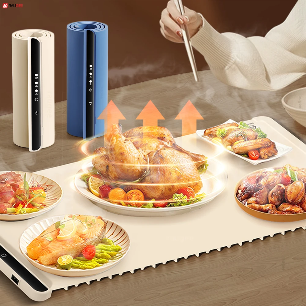 

Electric Warming Tray with 3 Tem Setting Foldable Food Warmer Mat Fast Full Surface Heating Portable Electric Food Warming Tray