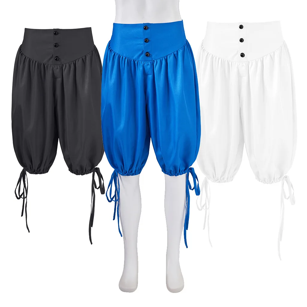 Calça pirata para homens, renascimento medieval, fantasia cosplay, calças soltas, cavaleiro camponês, náufrago, bloomers, calças