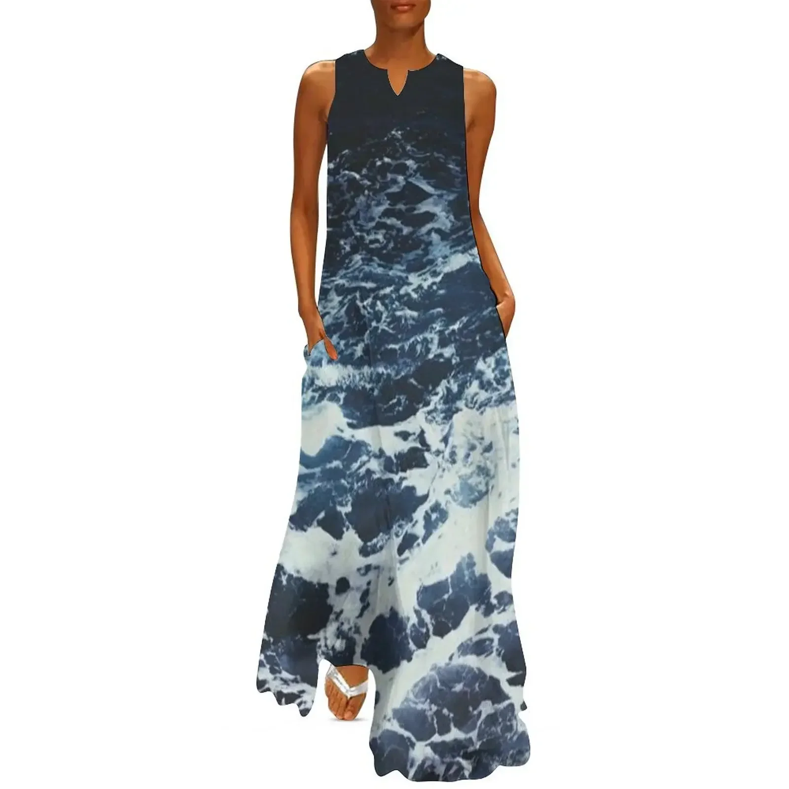 

Dark Stormy Ocean Pattern Long Dress clothes for women Dress women Elegant gowns Dress