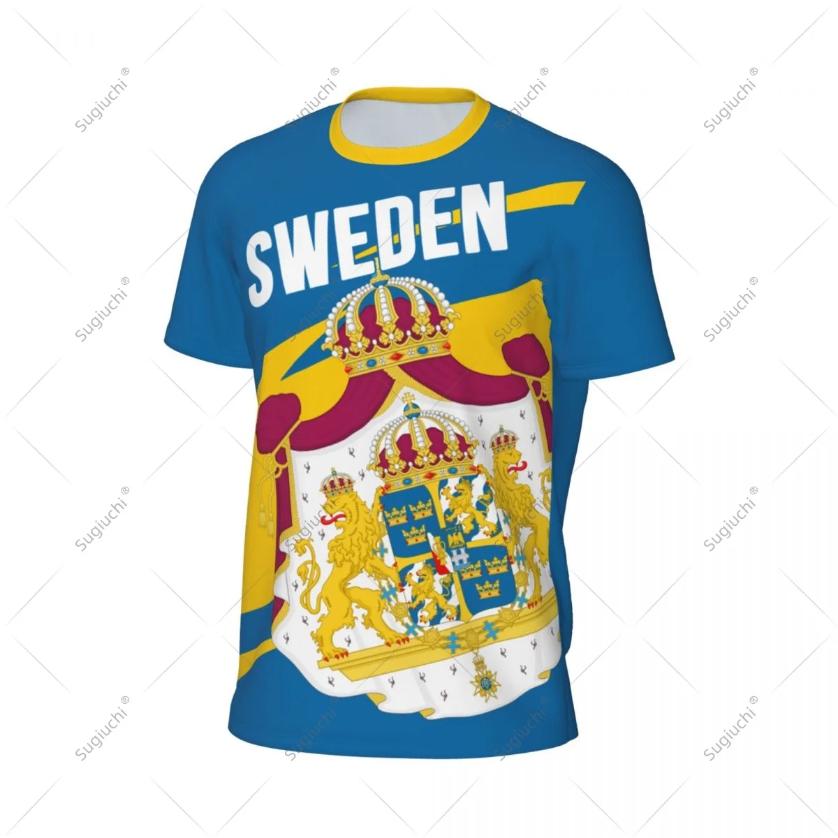 Sweden Flag Men Sports T-shirt Women Tees jersey for Soccer Football Running Bike Tennis Fitness Fans view 3