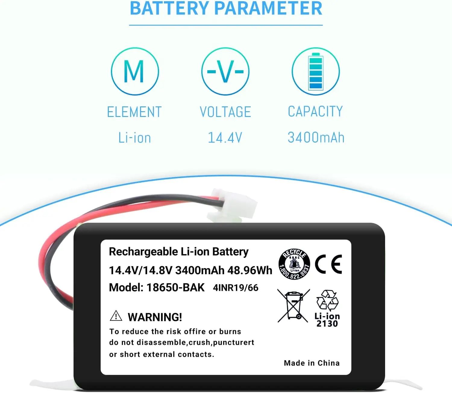 RVBAT850 Batería para Shark Ion R75, R85, S87, RV761, RV771,RV850C, RV1000S, RV1001AE, RV1100VL, UR1000SR, RV700_N, RV720_N