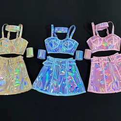 Multi-Colors Laser Kpop Stage Outfit Women Jazz Dance Costume Nightclub Gogo Dancer Wear Drag Show Outfit Party Clothing VDB5760