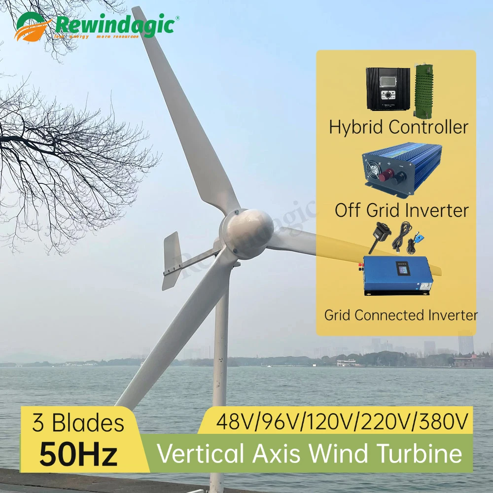 20KW 30KW Factory 10000W Wind Turbine Generator 3 Blades Alternator Three-Phase Vertical Axis Windmill With Hybrid Controller