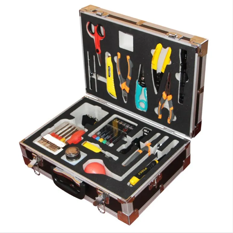 Self-supporting multi function FTTH Optical Fiber Fusion Splicing Tool box case top quality kit