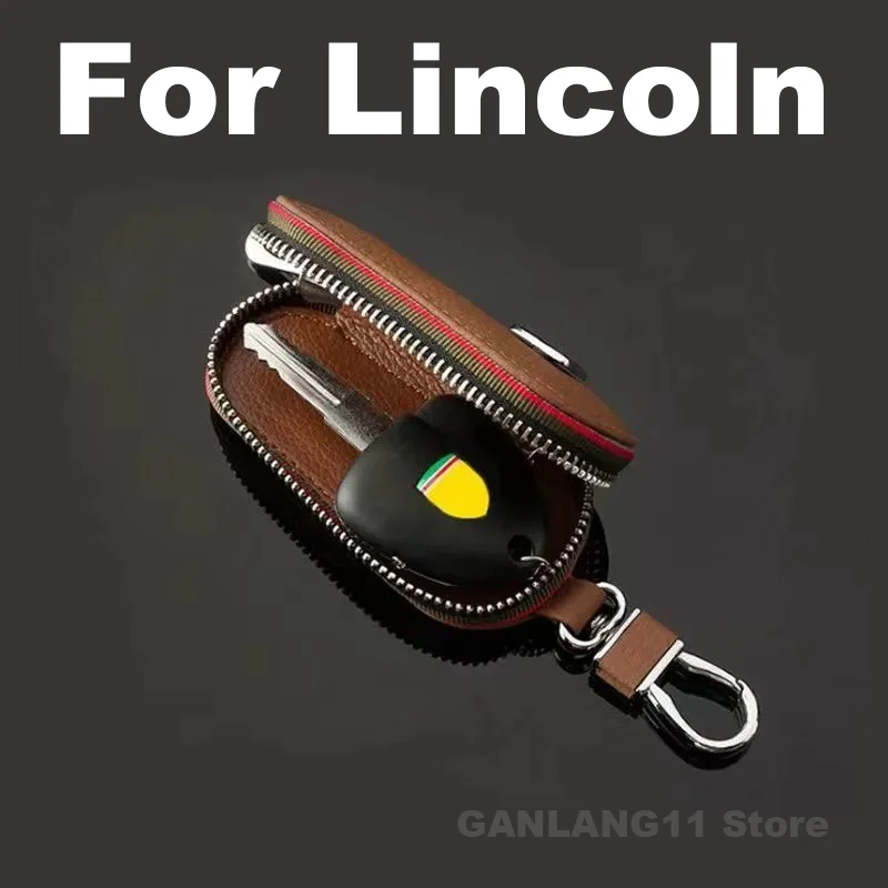 

Leather Car Straight key bag Zipper Key Case For Lincoln MKC MKX MKT MKZ MKS Navigator Continental Universal Straight Keys bag