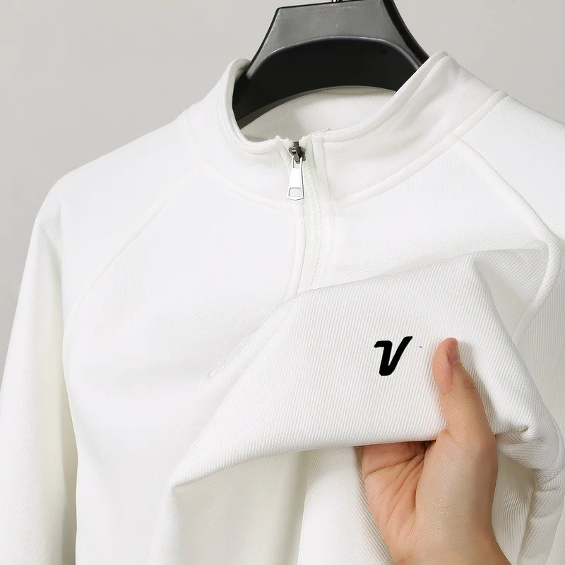 جولف ماركة الرجال البلوز سترة مطرزة نصف قلنسوة بسحاب 2025 الخريف والشتاء جمع أفخم الدافئة ملابس رياضية كاجوال #3