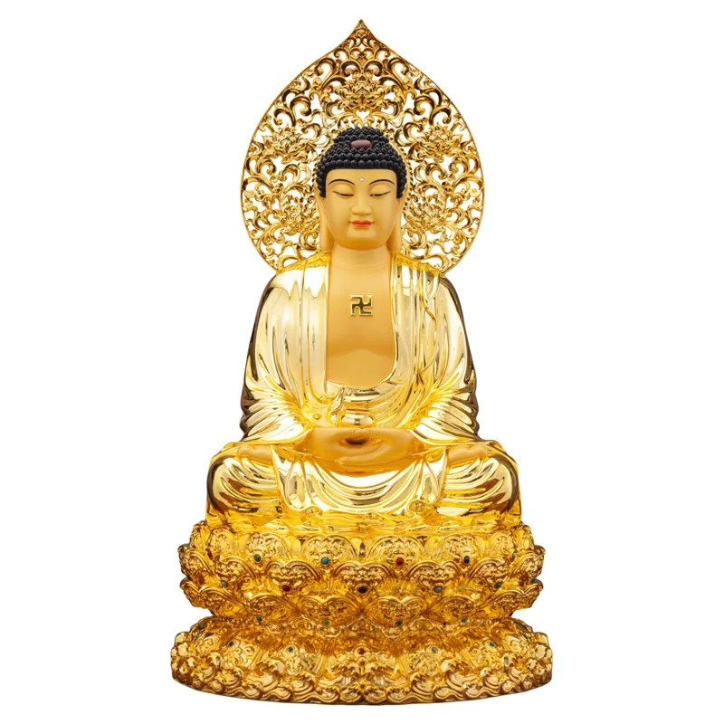 

Тайваньские позолоченные статуи Будды из чистой меди, предметы домашнего обихода, сидящие статуи Будды с тремя сокровищами