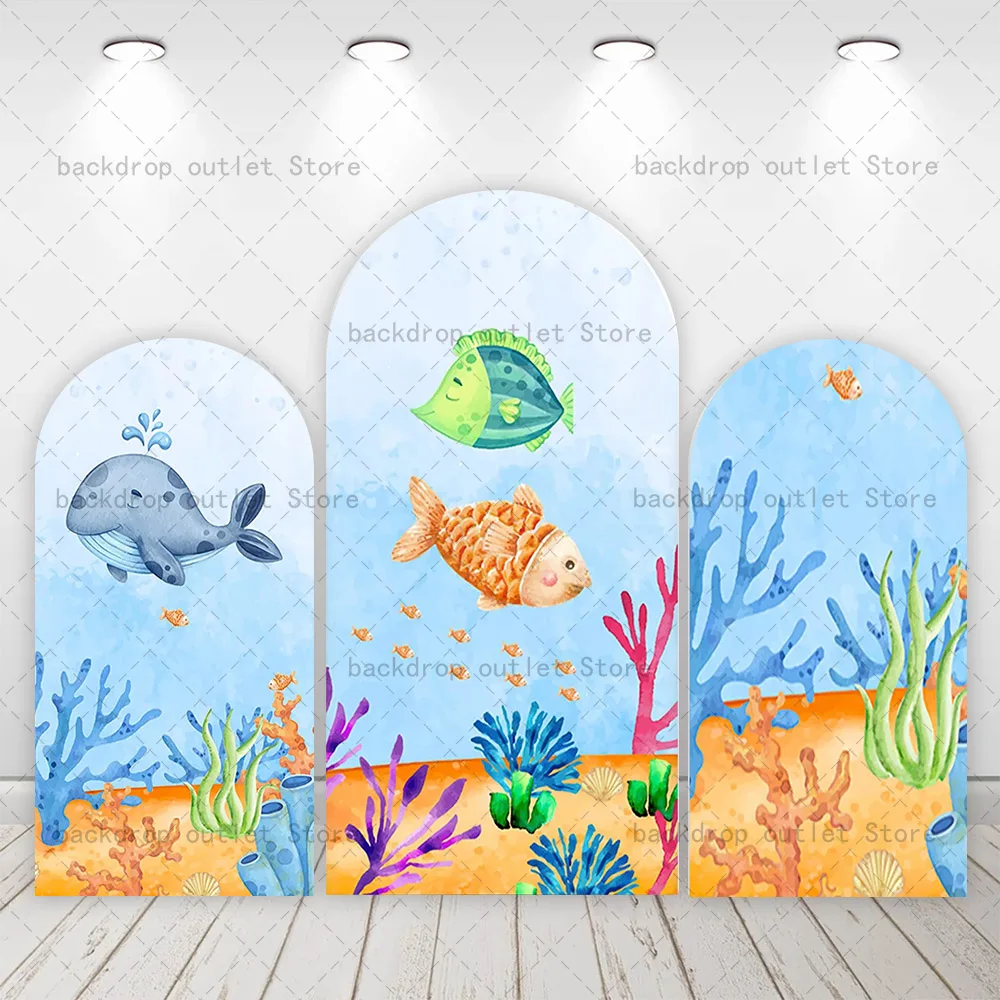 

Фон для фотозоны Mehofond «Подводный мир»: арка, киты, рыбы, мультяшные кораллы, морские рыбки, пузырьки для детского дня рождения и вечеринки в честь рождения ребенка