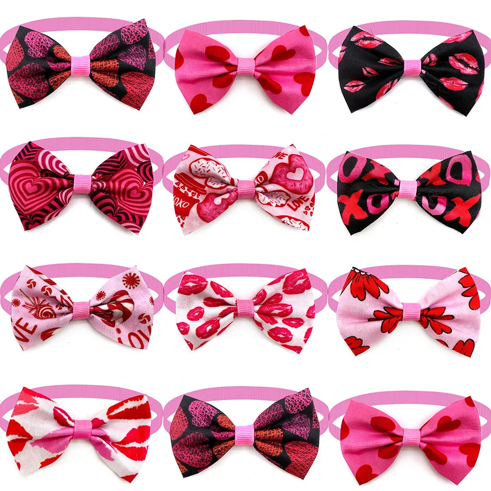 30/50pcs Valentine's Day Pet Dog Cat BowTies Adjustable Pet Bowties Neckties for Small Dog Grooming Accessories Pet Supplies