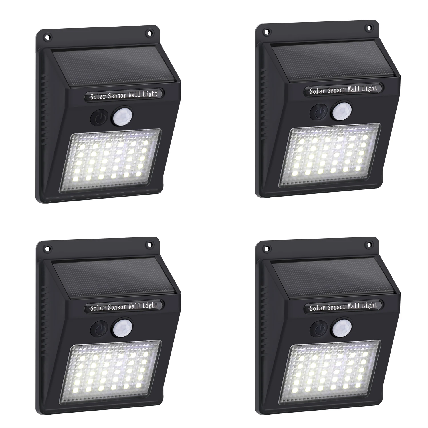 

Solar Lights Outdoor, 4 Pack Solar Motion Sensor Outdoor Lights with 3 Lighting Modes, IP65 Waterproof Solar Fence Lights