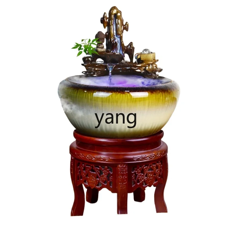 Lmm ceramic fish tank living room small desktop running water fountain household fish basin