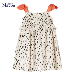 Little maven 2024 New Fashion Summer Dress Cotton Lovely Casual Dot Clothes Children Vestidos Pretty for Kids 2-7 year