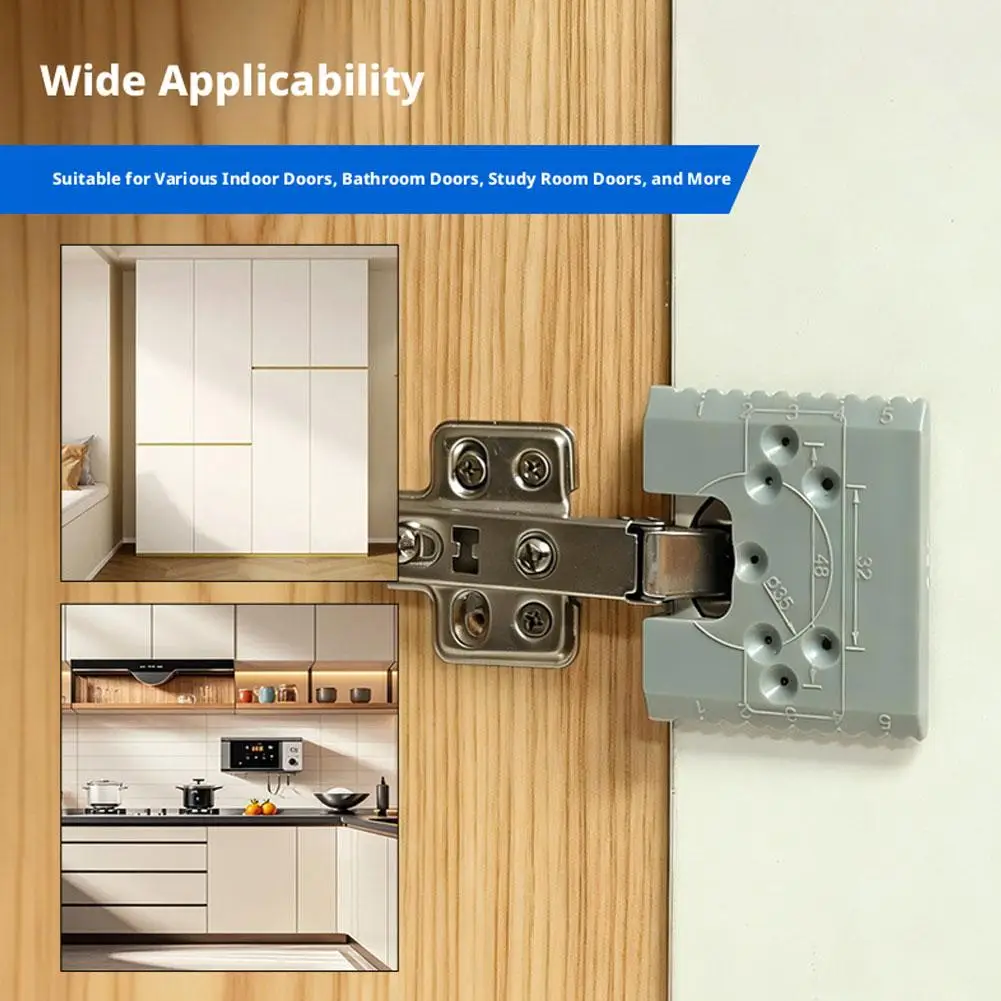 Magnetic Hinge Quick Install Cabinet Door Positioning Piece Woodworking Panel Jig Tool - Fixed Plate for Smooth Door Opening 1pc