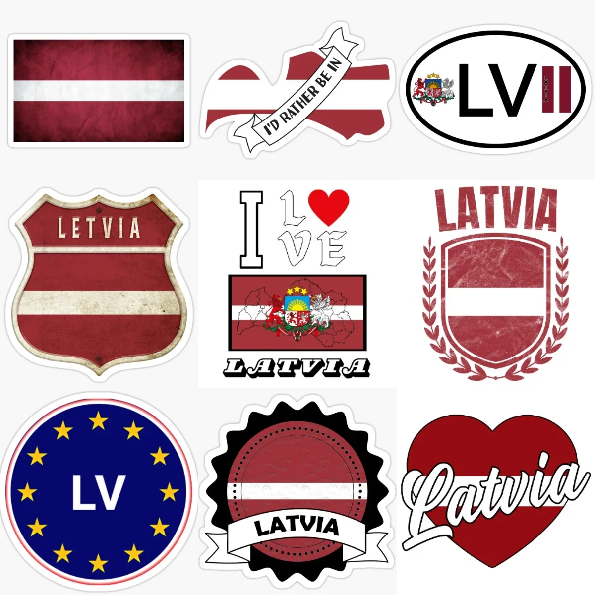 

Latvia Flag Map National Emblem Creative Waterproof Sticker for Decorate Car Window Fridge Bumper Wall Decal Accessorie