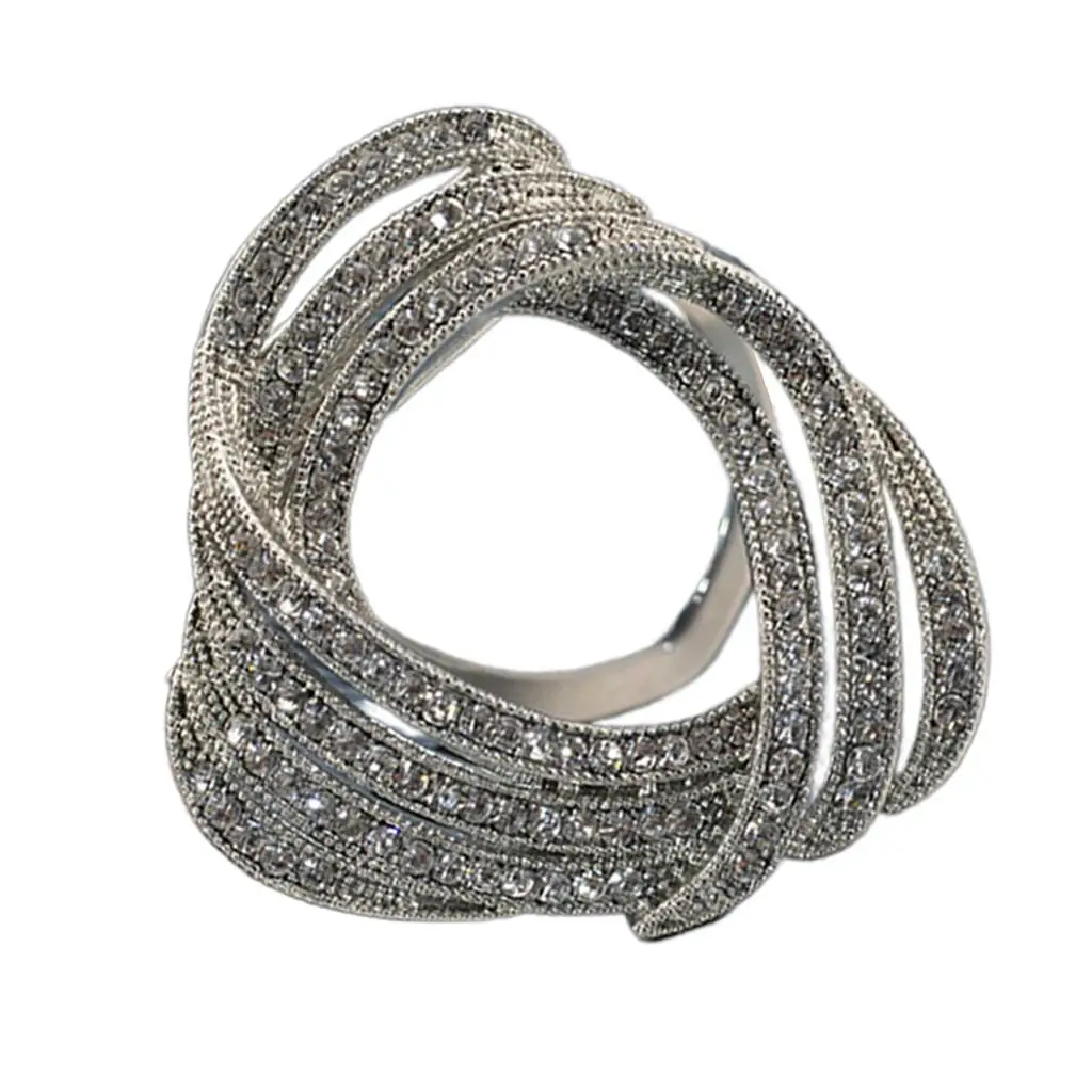 Decorative Alloy Scarf Buckle Rhinestone Pin Brooch Scarf Ring for Gift and Daily Styling