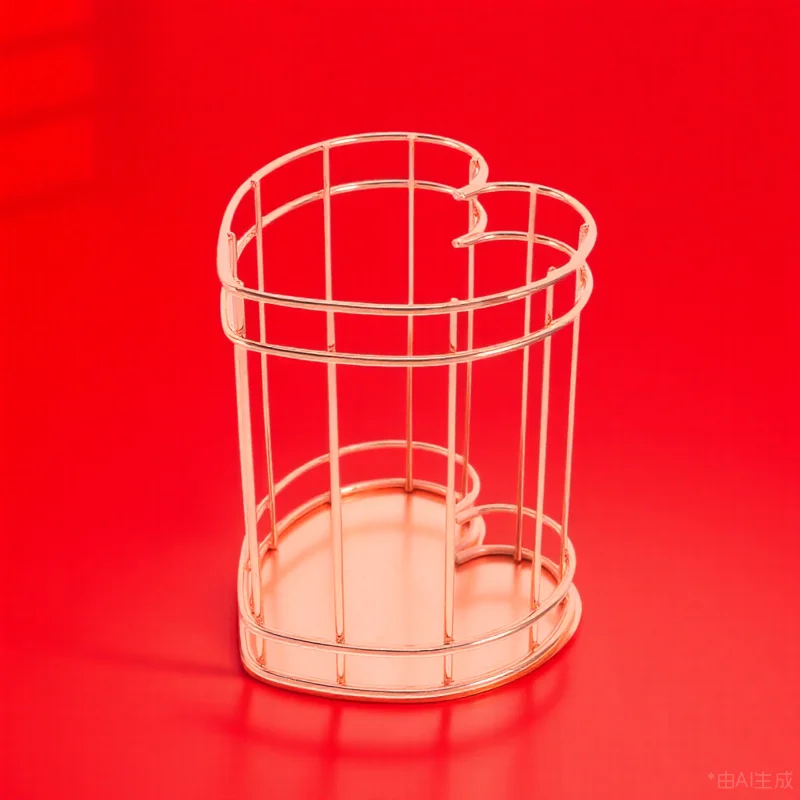 

Creative Heart Shape Pen Container Metal Desk Organizer Pencil Holder Smooth Texture Practical Gift Nordic Style Stationery