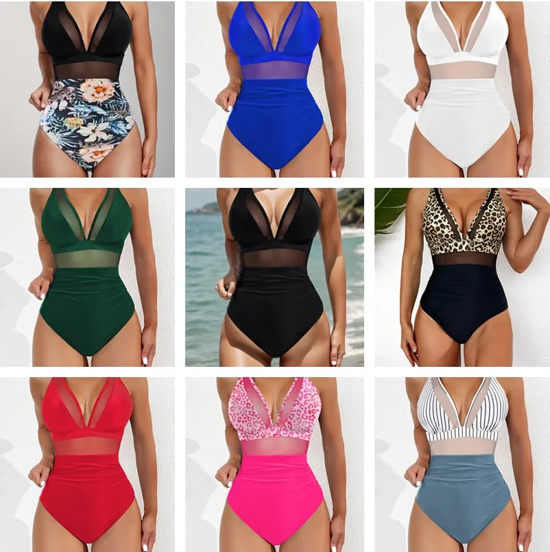 

2026 Женский сетчатый купальник с подкладкой, цельный, для пляжа, бикини, трикини, монокини