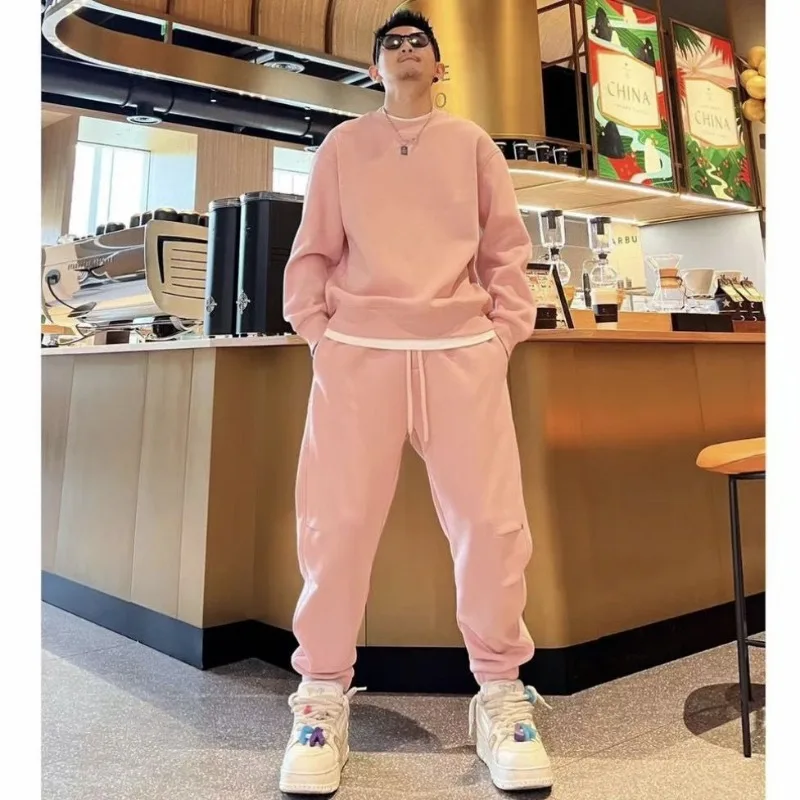 

Winter New Velvet Simple Casual Sports Suit Fashionable and Versatile Loose Sweatshirt and Sweatpants Two-piece Set