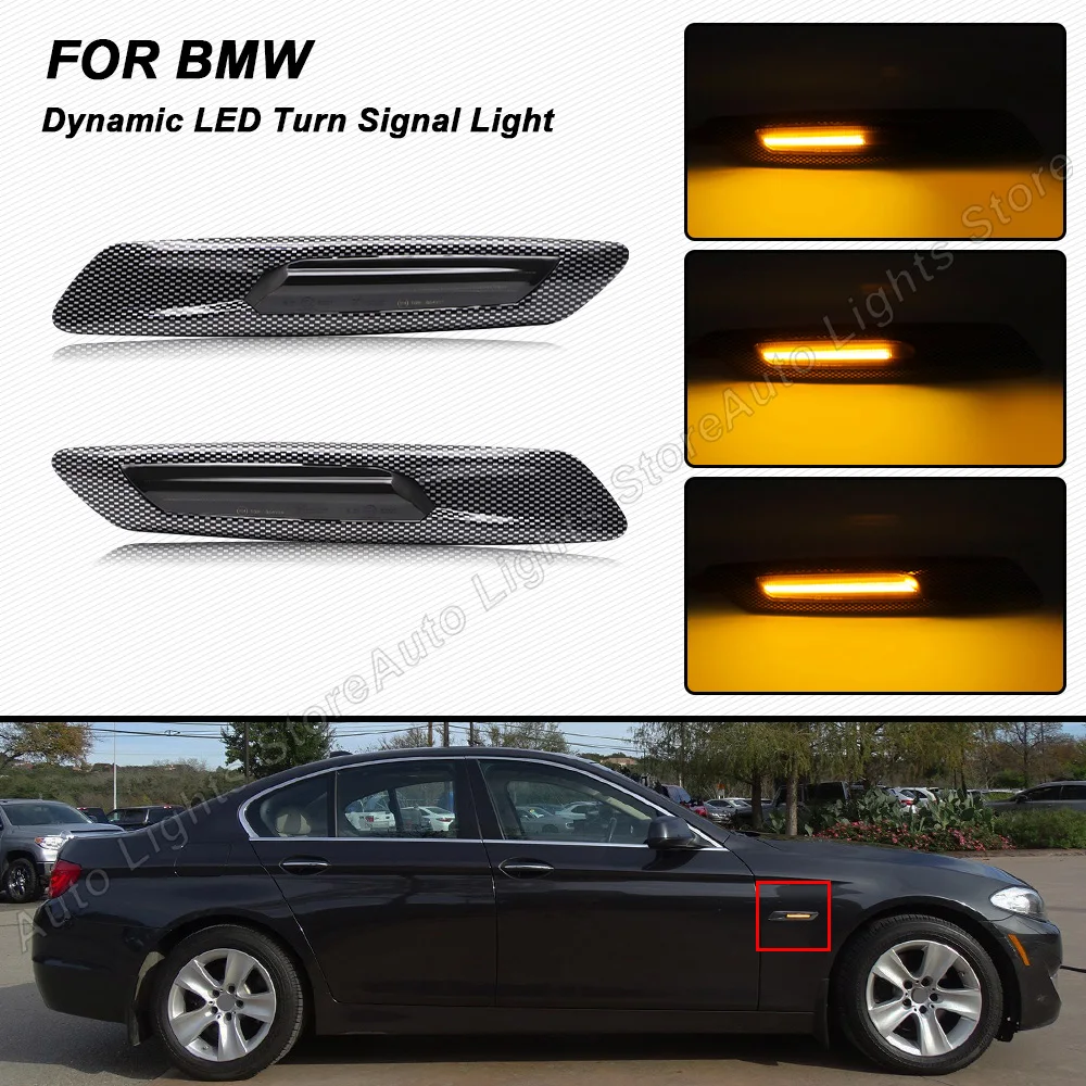 

For BMW 5-Series F10 F11 528i 528iX 535i 535iX 550i 550iX Hybrid 5 Pure Amber 2PCS LED Dynamic Side Marker Light Sequential Lamp