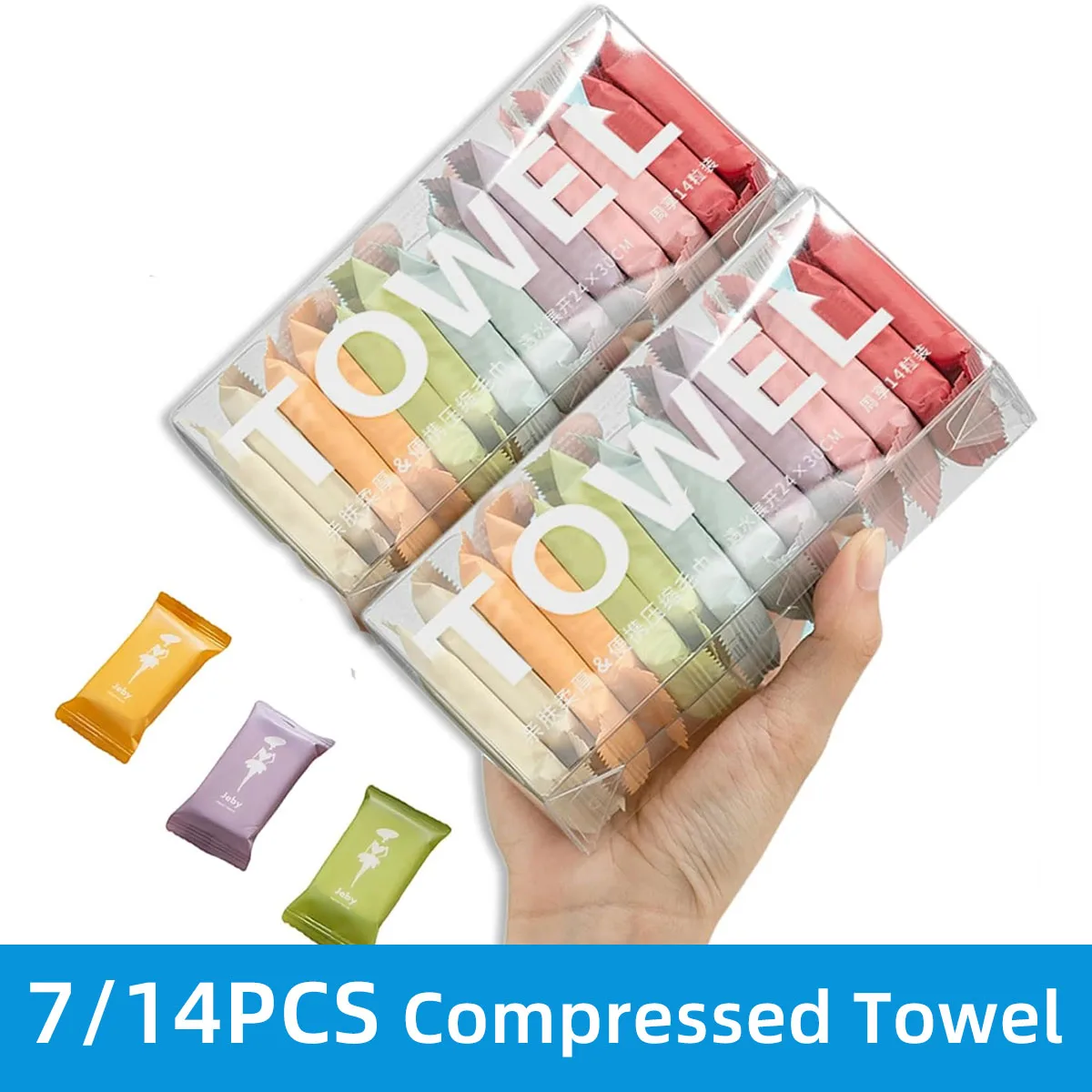 7/14PCS Compressed Towel Set Convenient Travel Face Towel Soft And Durable Disposable Multi-Purpose Dry Wet Dual-Use Towel