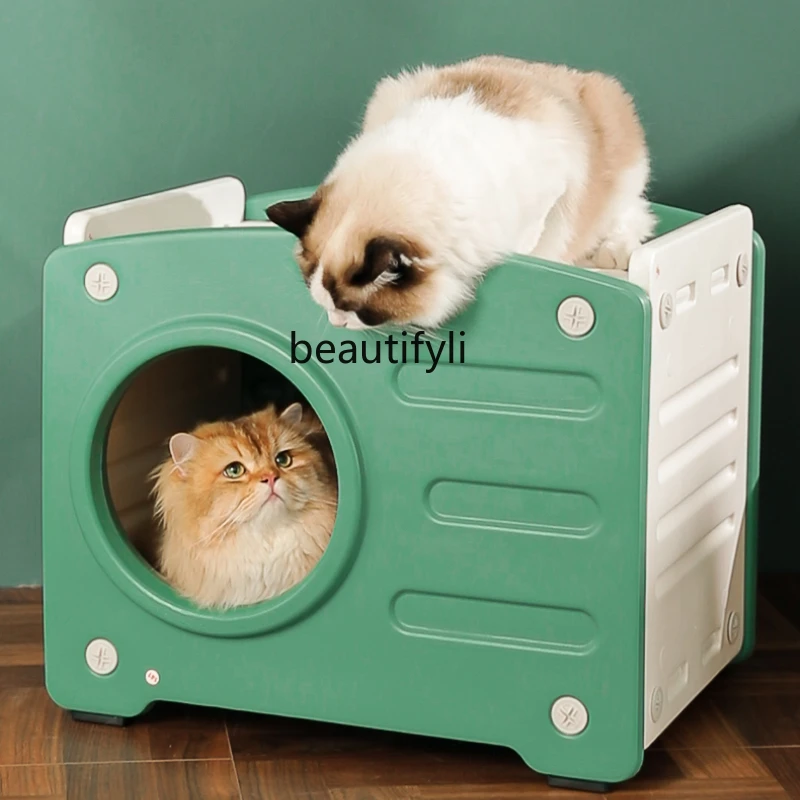 

yjCat Litter Four Seasons Universal Cat Delivery Room Cat Scratch Board Non-Chip Integrated Double-Layer Semi-Enclosed Cat House