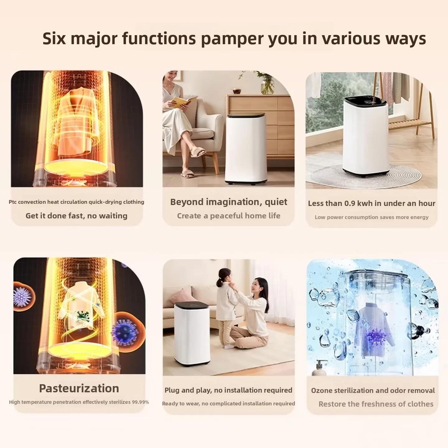 Stainless Steel Drum Clothes Dryer, Large Capacity Garment Care Machine for Underwear Baby Clothes Shoes, Home Laundry Drying