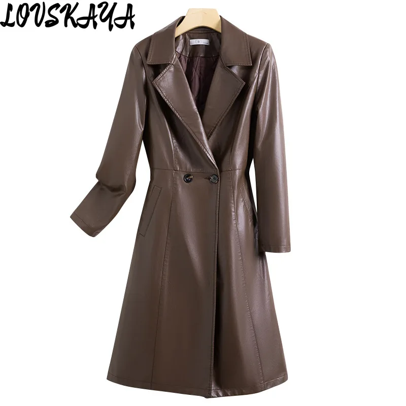 Popular petite suit with cotton coffee colored leather jacket and windbreaker jacket for women's new autumn and winter styles