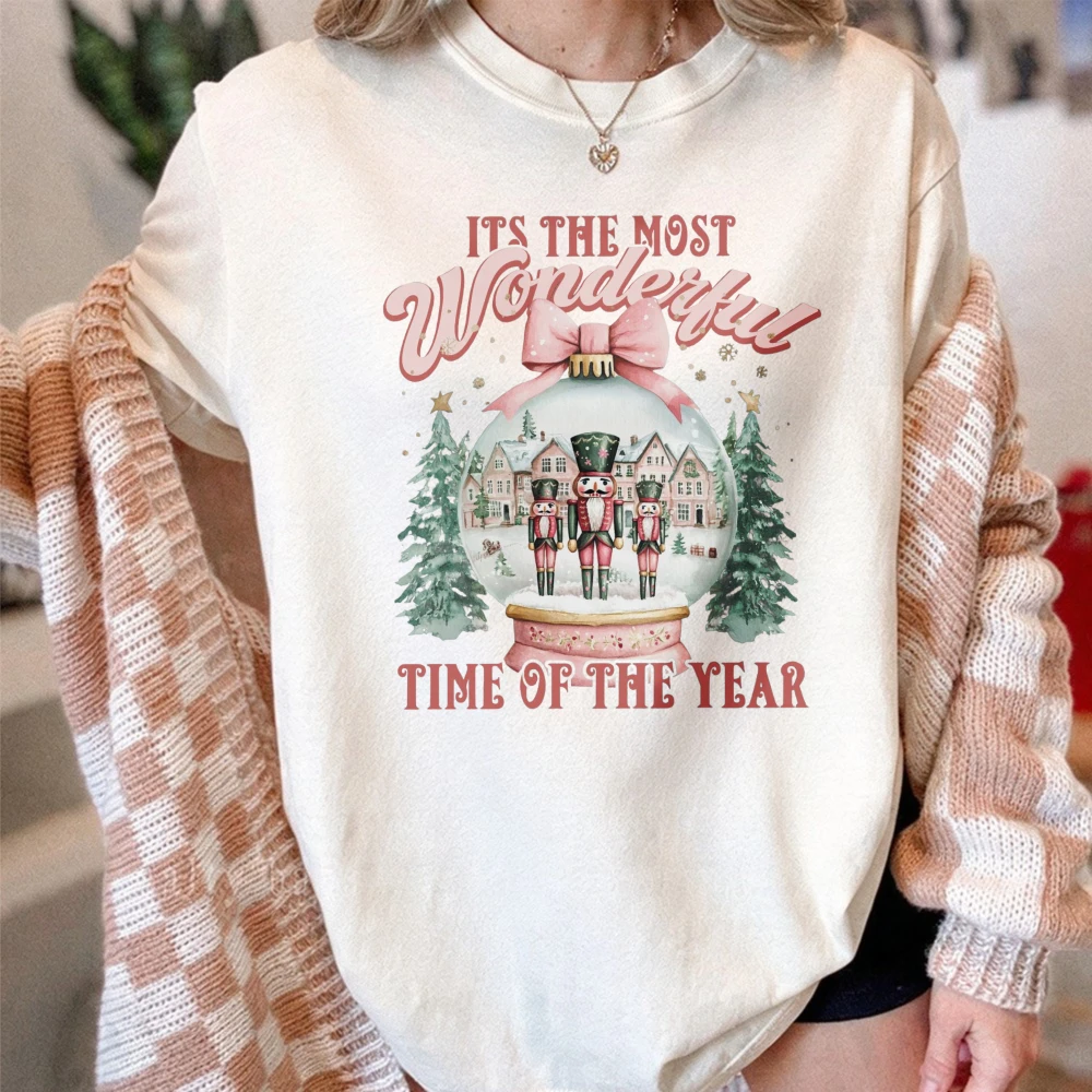 Nutcracker Wonderful Time Shirt Fashion Christmas Cotton Tee Sugar Plum Fairy Shirt Snow Globe Nutcracker Xmas Graphic T Shirts