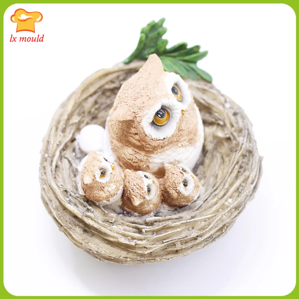 3D Owl & Bird's Nest Silicone Sugarcraft Chocolate Decor Cake Baking Mold Home Decoration Mould Candle Plaster