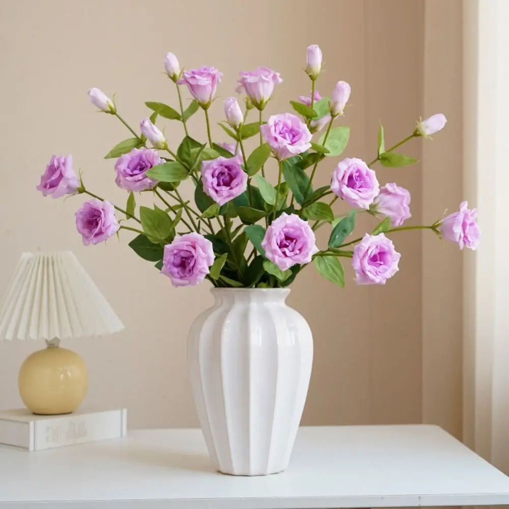 

Large Artificial Eustoma Flower Branches 3 Head Moisturizing Simulation Lisianthus Flower Real Touch Handmade Fake Flower