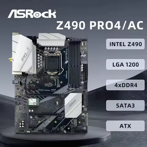 ASROCK Z490 PRO4/AC Motherboard Supports LGA1200 i9-10900K i7-10700K i5-10400F i3-10100F CPU Intel Z490 Chipset DDR4 PCIe3.0 ATX