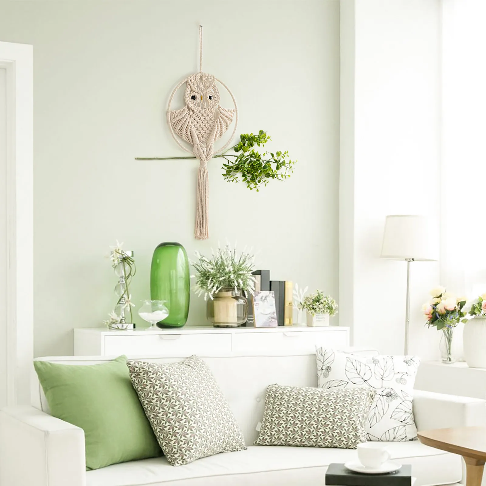 

Макраме-гобелен с совой, винтажный, для домашнего декора, с кистями, настенное украшение, хлопковый, из текстильных волокон