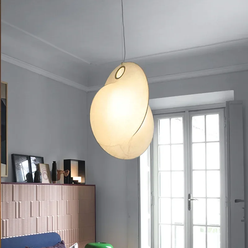 Italiano Wabi-sabi Estilo Silk Pendant Lights, Design de Curva Suave, Tecido Japonês Retro Lustre, Lâmpada da sala, Luzes pingente do quarto