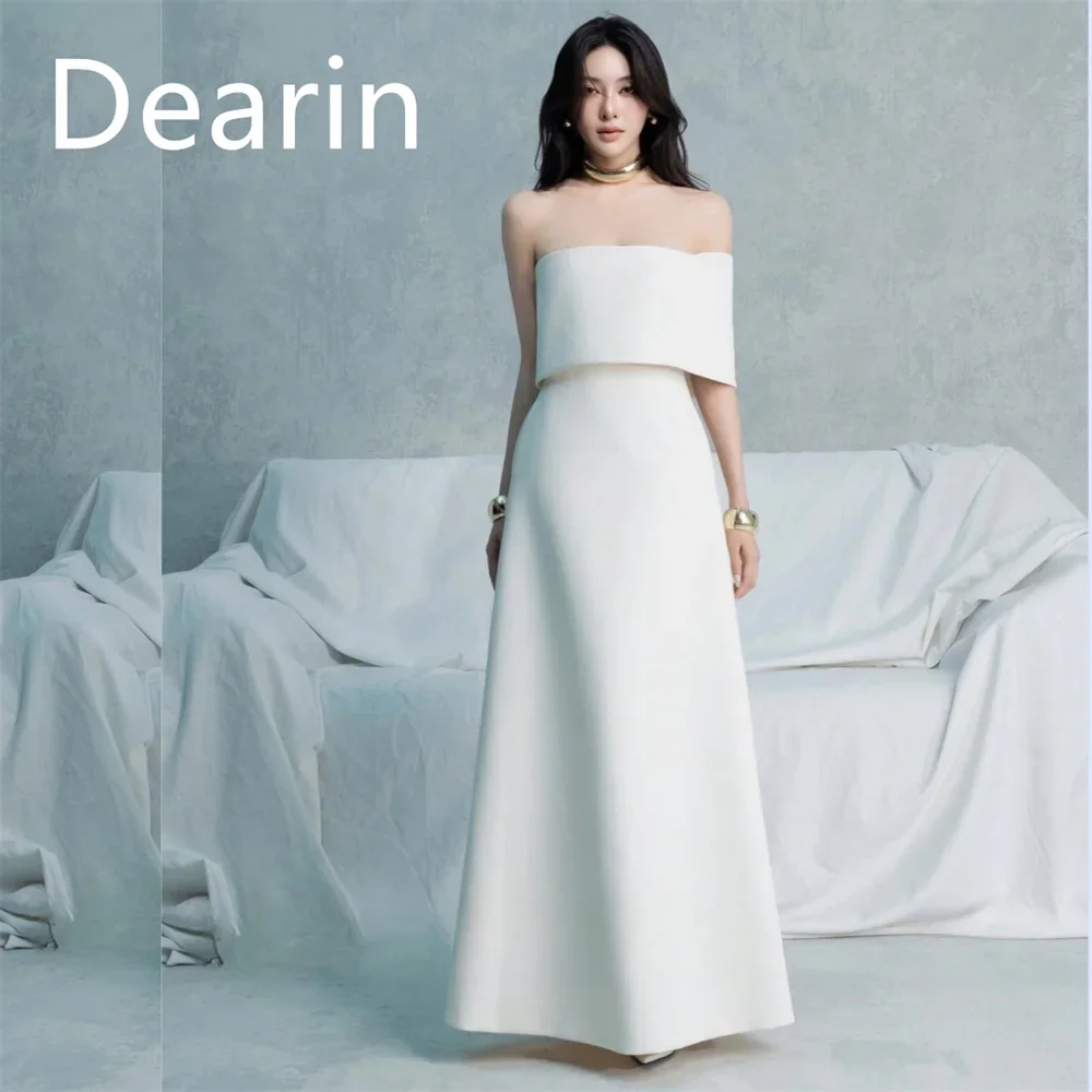 Customized Prom Dress Women Evening Dearin Off-the-shoulder A-line Floor Length Skirts Sleeveless Bespoke Occasion Dresses Forma