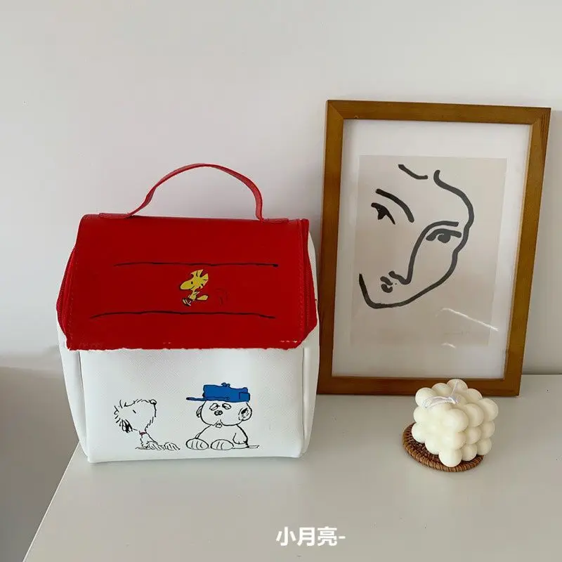 Snoopy Cosmetic Bag Anime Girl Wash High Capacity House Shape Storage Bag Student Portable Cosmetic Bags Simple Wholesale