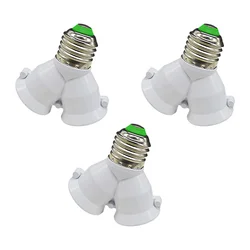 3 Pcs 2 Way Lamp Holder Splitter High Temperature Resistance E27 to Lamp Base Adapter Converter