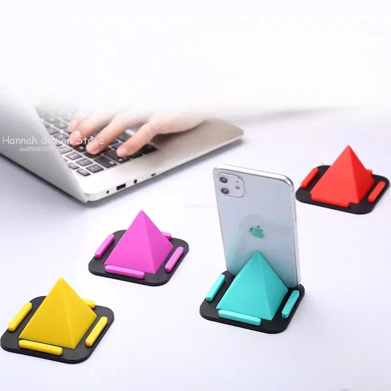 Universal Triangle Three-sided Desktop Stand Bracket Mobile Phone Non-Slip Pyramid Shape Holder Stand Desk for Samsung Xiaomi