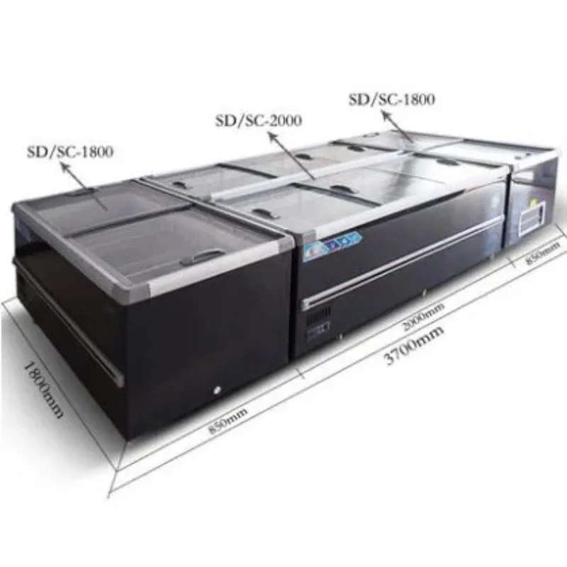 Frigo per l'isola del congelatore dell'isola del supermercato Frigo per esposizione dell'isola del negozio di fast food