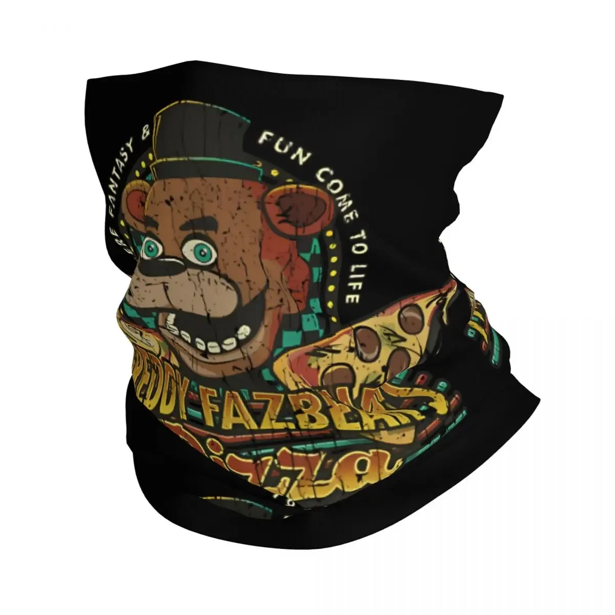 Bear Pizza Scarf Neckerchief Neck Face Mask Polyester